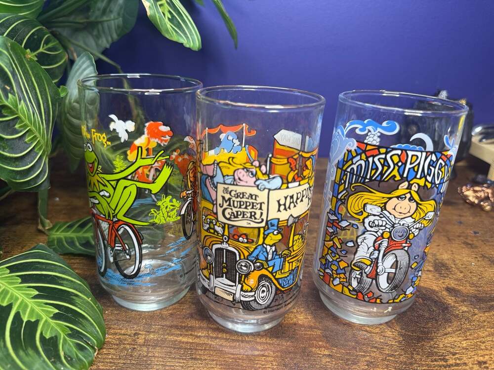 Vintage 1981 McDonald's The Great Muppet Caper Glasses Set of 3
